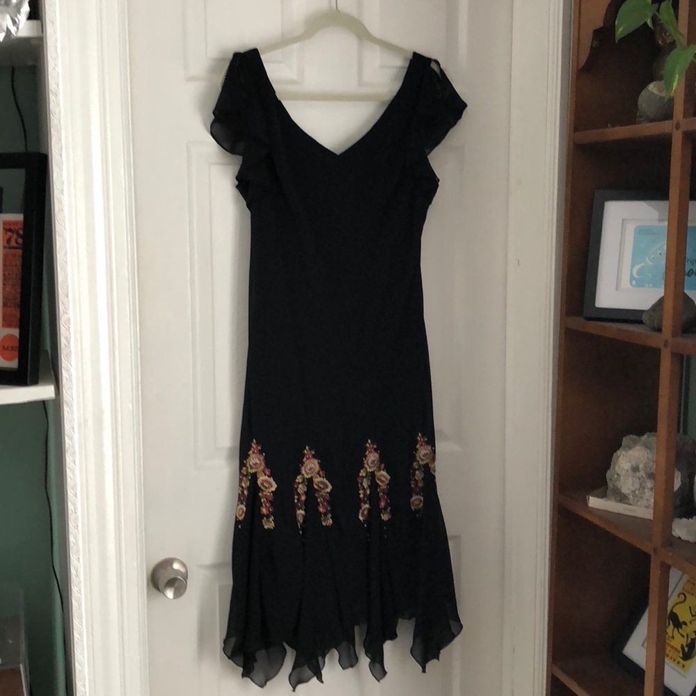 Fluttery black dress with great details